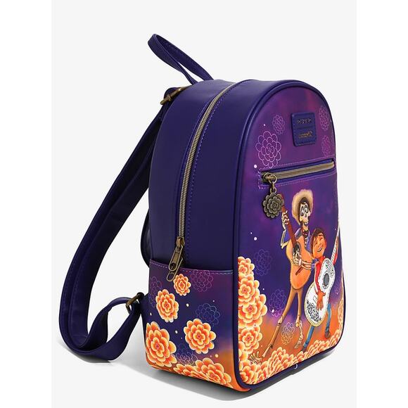 Loungefly Disney Pixar Coco Hector & Miguel Marigolds Mini Backpack - Picture 2 of 6